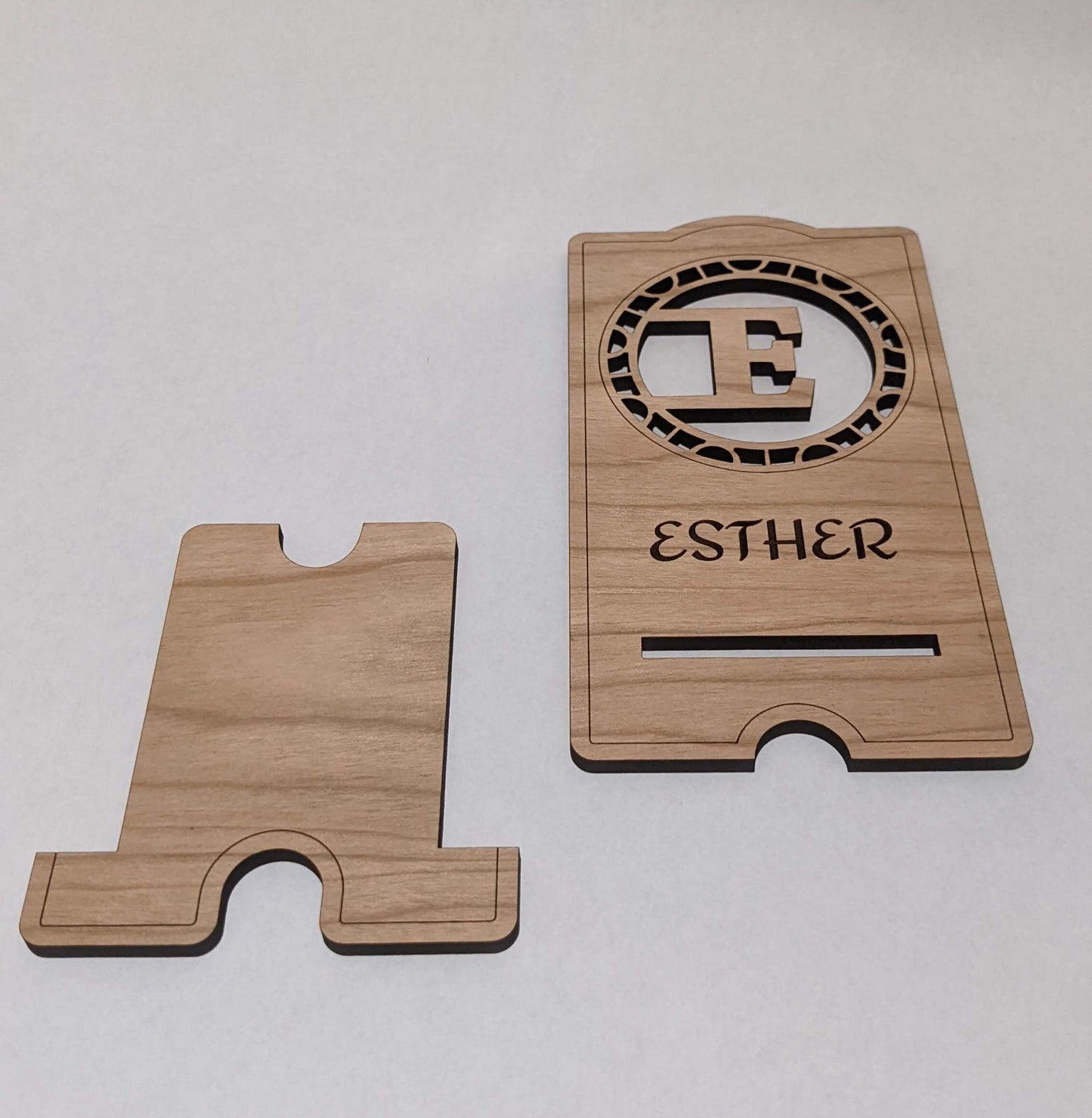 Cell Phone Stand - Cherry Wood - Customized/Personalized - Wood Cell Phone Holder