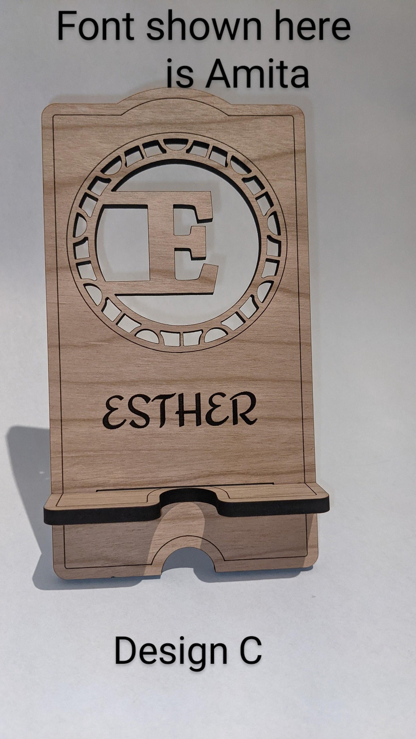 Cell Phone Stand - Cherry Wood - Customized/Personalized - Wood Cell Phone Holder