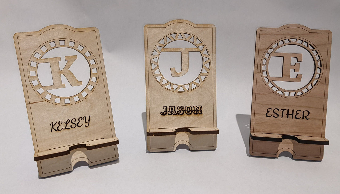 Cell Phone Stand - Cherry Wood - Customized/Personalized - Wood Cell Phone Holder