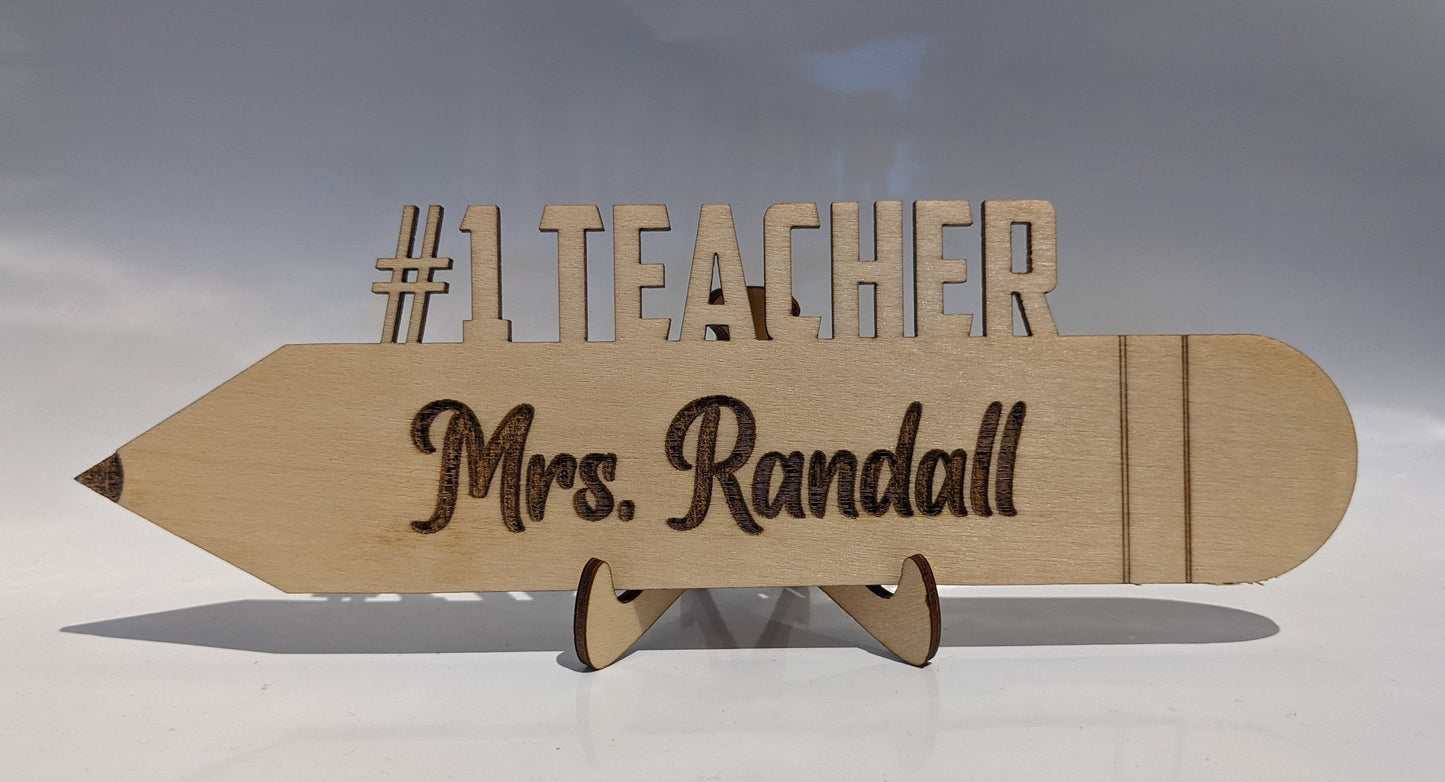 Teacher Appreciation Gift - Thank you Teacher - Pencil Shaped Sign With Stand - Teach - School